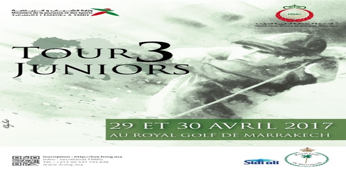 Golf Maroc, Tour Juniors 3  Sa 29 au Di 30 Avril 2017  Royal golf de Marrakech